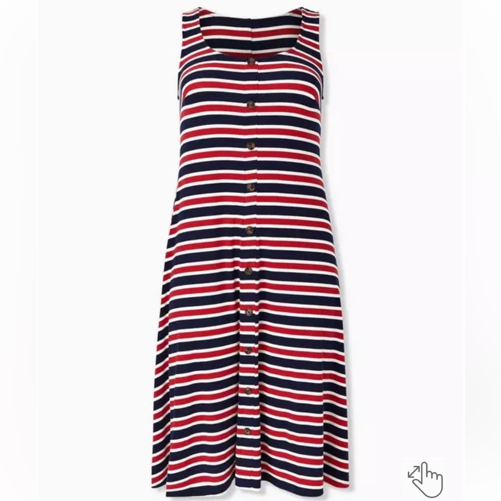 Torrid Striped Ribbed Button Midi Dress